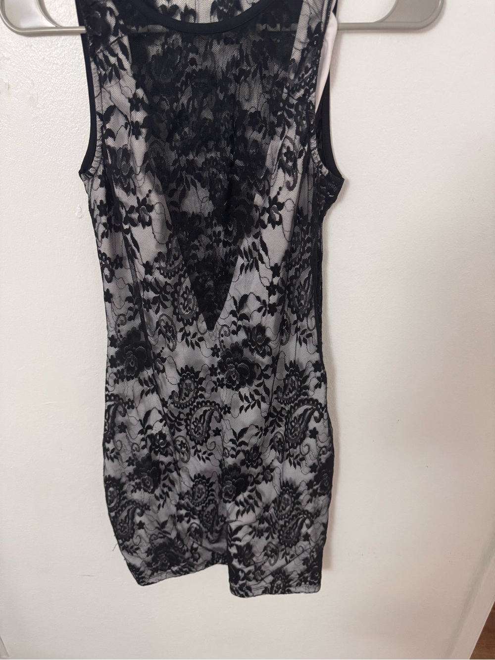Black Lace Overlay Sheath Dress